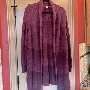 Gap Sz L Color Block Open Front Long Cardigan